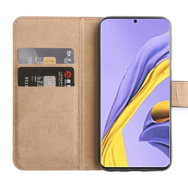 Samsung A51 - Ekte skinnveske gul Yellow