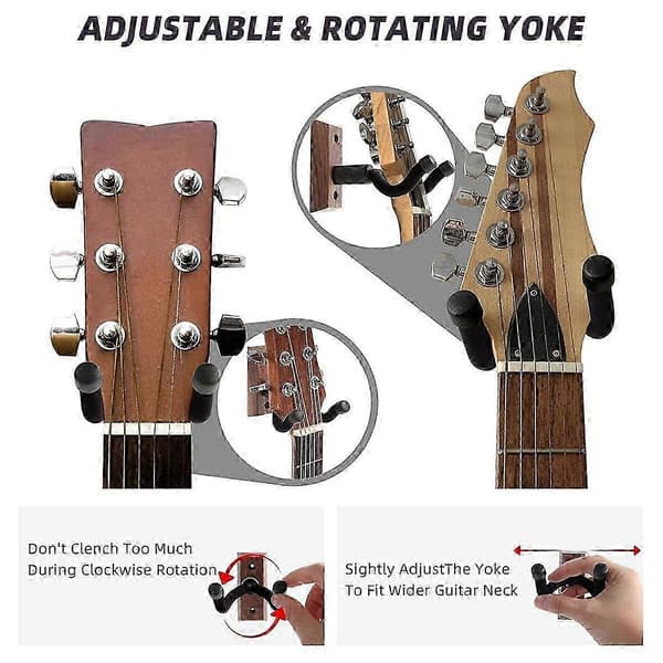 2 st Gitarr Väggfäste, Gitarrhängare Krokar Fästen för Akustiska och Elgitarrer Bas