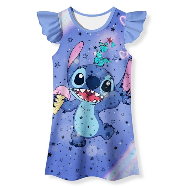 Lilo & Stitch Lasten Mekko Yöpaita Tytöt Lyhyt T-paita Toppi Mekko Pyjama 130 cm