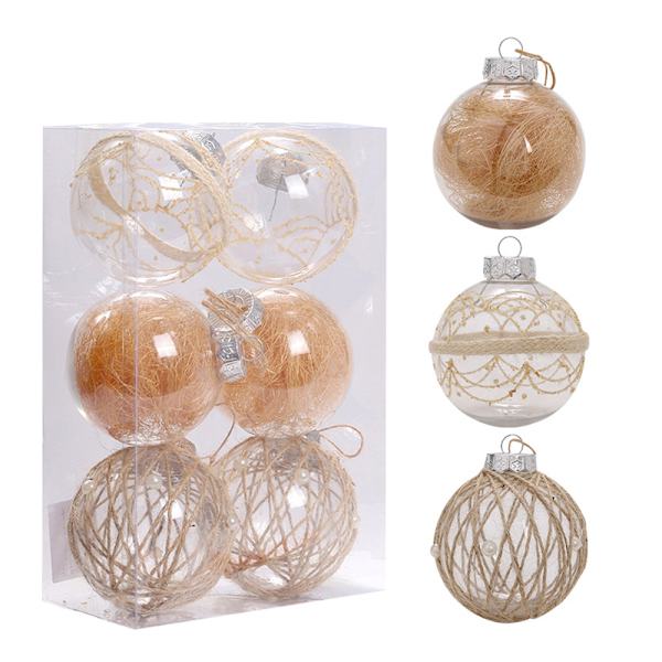 /#/16 stk. PET transparente juletrekuler, 8 cm/#/