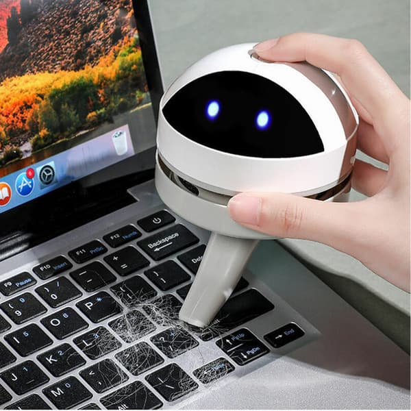 Mini bordstøvsuger med USB-oplader og rengøringsbørste