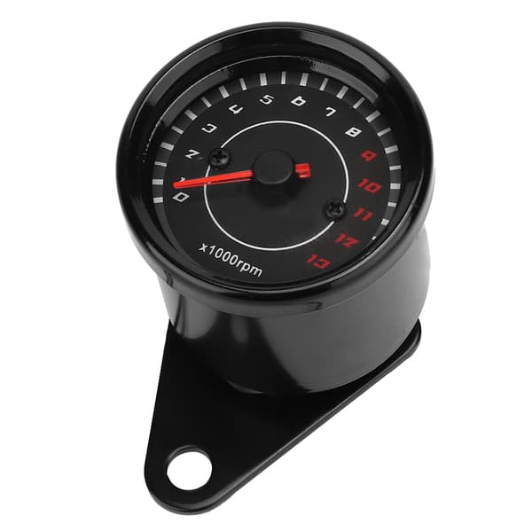 Motorcycle Taillight Tachometer Speedometer Aluminum Gauge Replacement Black Housing Black Dial