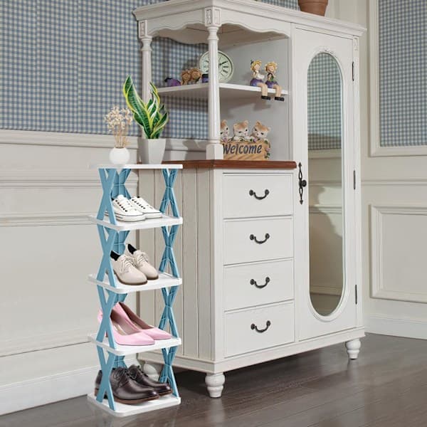 1 pc Shoe Rack, Shoe Storage, Slim Shoe Rack, Removable X-shaped Shoe Rack, Multi-layer Shoe Rack Blue 7 7