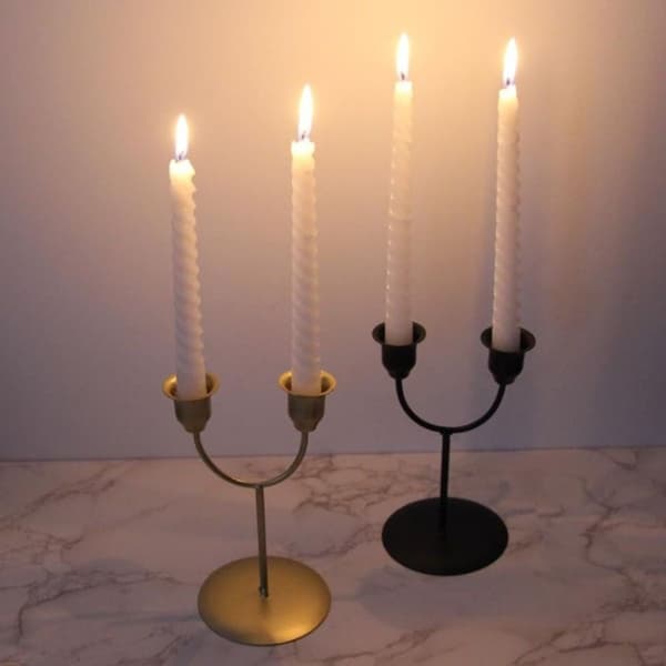 Stor U Gull 2 U-formet Jernlysestake Hjem Middag Romantisk Lys