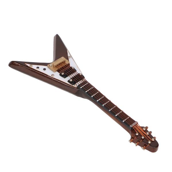Miniatyr Elektrisk Gitarrmodell i Tre med Stativ og Etui Kaffe Mini Musikkinstrument Modell Dekorasjon 10cm