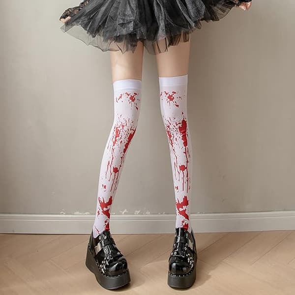 Halloween Blodige Handsker og Strømper Sæt, Blodige Strømper Handsker, Blodige Strømper til Kvinder, Blodigt Halloweenkostume