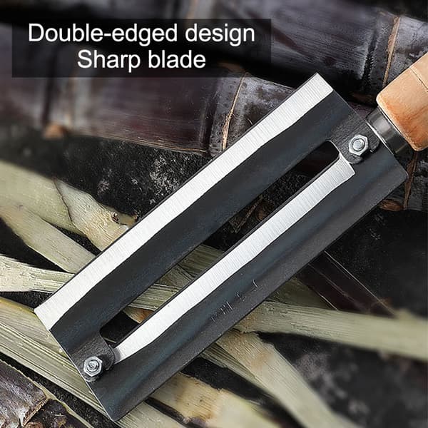 Sugarcane Peeling Knife Pineapple Peeler Carbon Steel Sugarcane Peeling Cutter with Wooden Handle