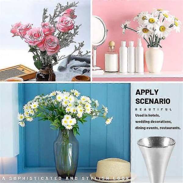 Mini Blomstervase, rustfri stålvas for bryllup/stuekunst, liten knoppvasedekorasjon