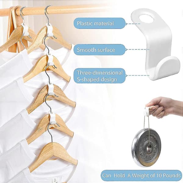 30-pack Hanger Connection Hooks, Space-saving White Hanger Hooks, Mini Clothes Hooks, Stackable Multi-layer Hanger