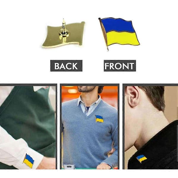 6 stk Ukraina Flagg Pin Brosje Merke Pin for Klesdekorasjon Ukraina Flagg Lapel Pin Klestilbehør