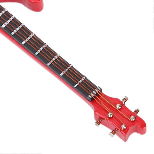 Miniatyr Tre Simulering Elektrisk Gitarrmodell Musikkinstrument Ornament Gaver Rød