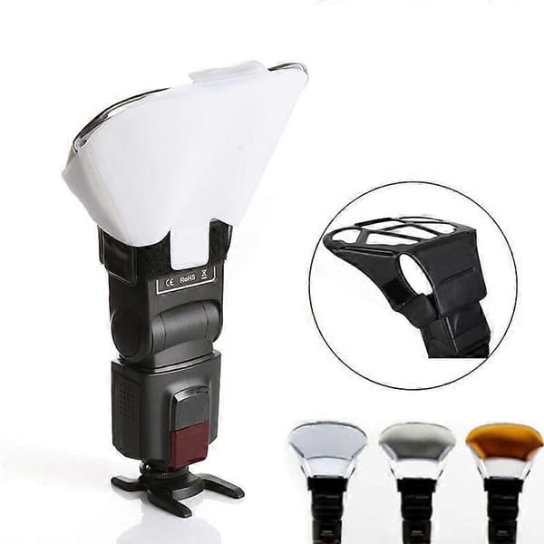 Universal Speedlight Flash Bounce Diffuser med 3 farver reflektorkort