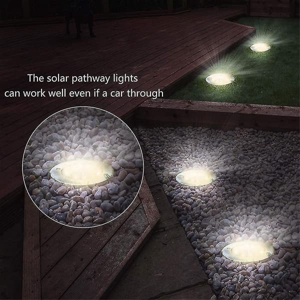 8-pakning Solcellelys - 8 LED Solcellelamper Utendørs Vanntette Rustfritt Stål Bakkelamper Kompatible med Gangvei Sti L