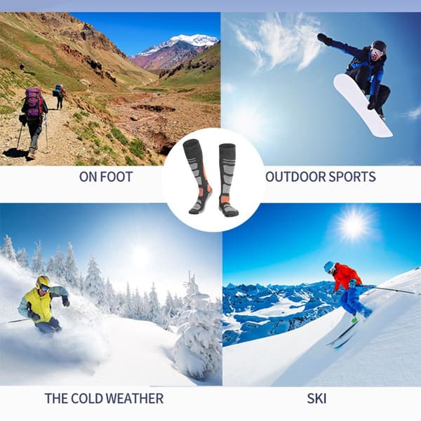Overknee ski- og snowboardoverknee til mænd og kvinder. Mørkegrå-orange L KLB