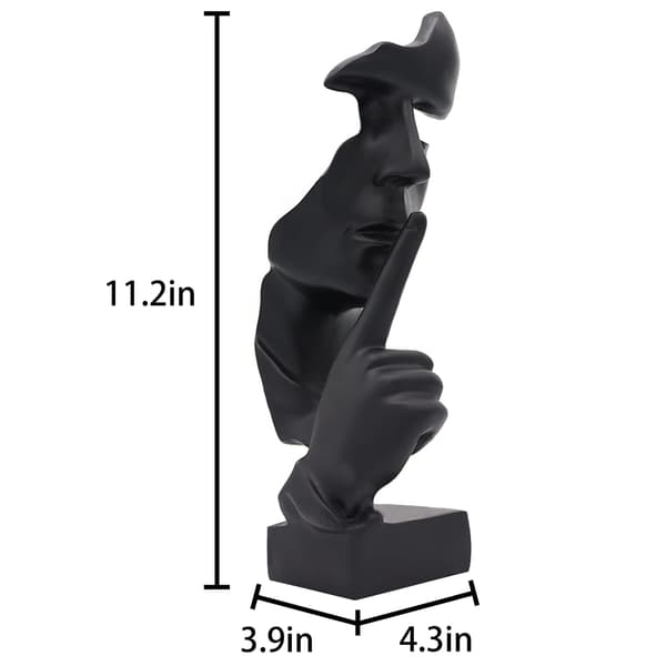 Silence is Gold Thinker Statue Abstract Art Resin Figurine Black