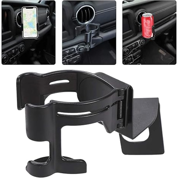 Multifunktionell dryckeshållare med telefonhållare, 2 i 1 bultmonterad rackmontering för 2018-2022 Jeep Wrangler JL JLU & Jeep Gladiator JT Trunk