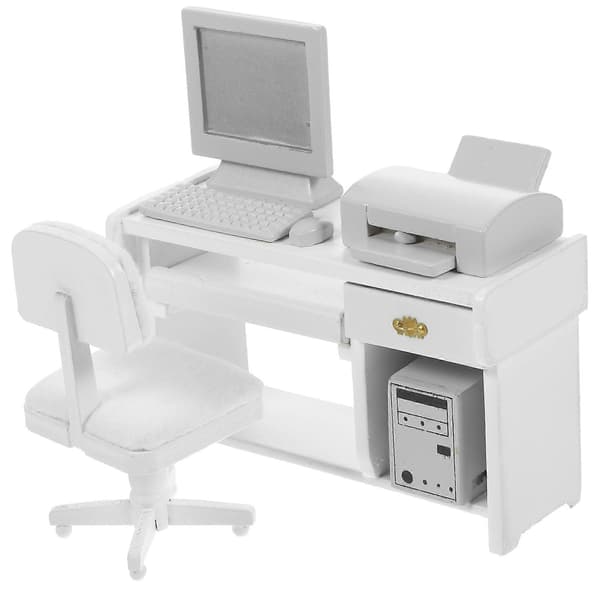 1 sæt mini kontorlegetøj lille hus computer model miniature kontorpynt til børns dukkehus