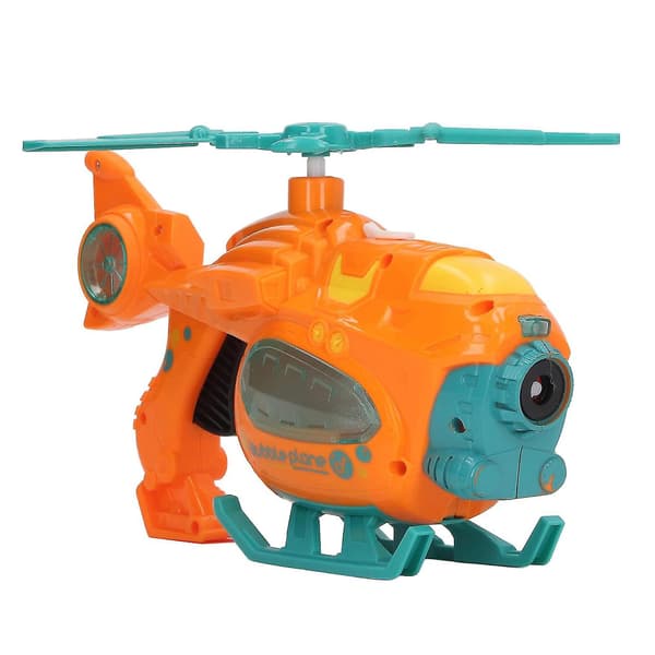 Bubble Blowing Toy Helicopter with Sound and Light, Battery Operated Automatic Bubble Maker, Orange [DB]