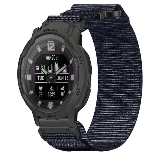 22 mm nylon urrem til Garmin Instinct Crossover Solar Blå Blå Blue