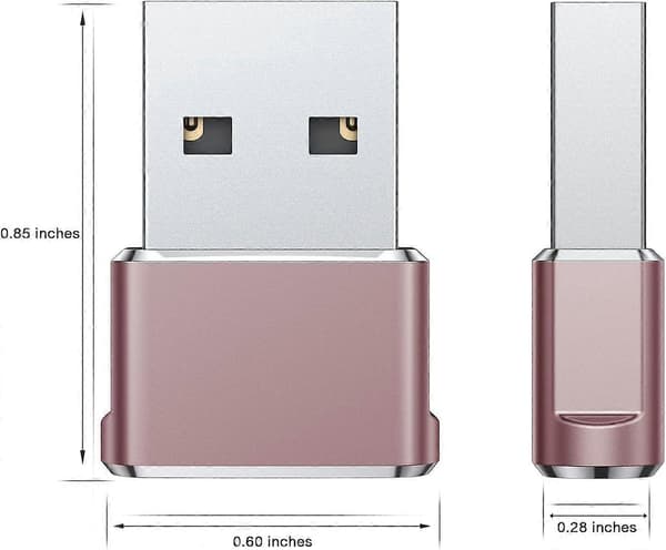 USB til USB C-adapter 3-pak, Type C hun til A han ladekabelkonverterer Rosa