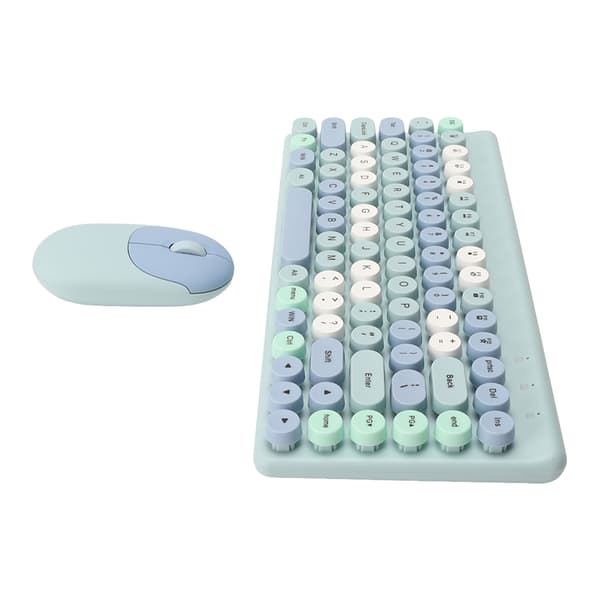 Wireless Keyboard and Mouse Combo 2.4GHz Wireless Mouse 86 Keys Colorful Keyboard Set with USB Receiver Blue