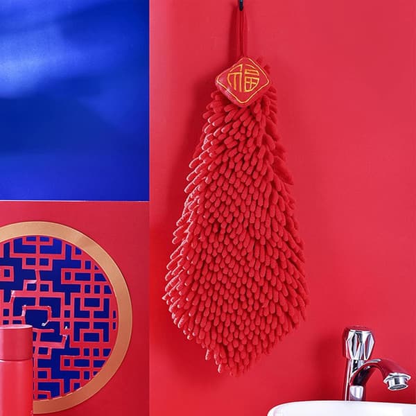 (Farve: Rød, Størrelse: 27cm) Håndklæde, Blød Chenille Hængende Hånd
