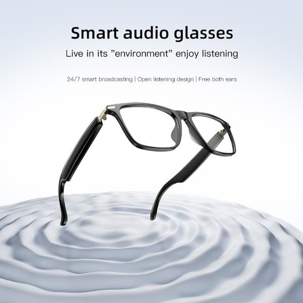 Open-Ear Audio Smart Briller - Letvægts, Lang Batterilevetid, Gennemsigtig Linse, kompatibel med Android og iOS