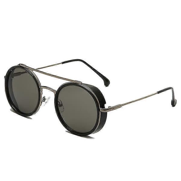 Retro Steam Punk Solbriller Runde Steampunk Dobbeltbro Aviator Briller