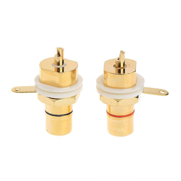 2 stk. CMC Guldbelagt Kobber RCA Hun Connector Panelmontering Chassis Connector