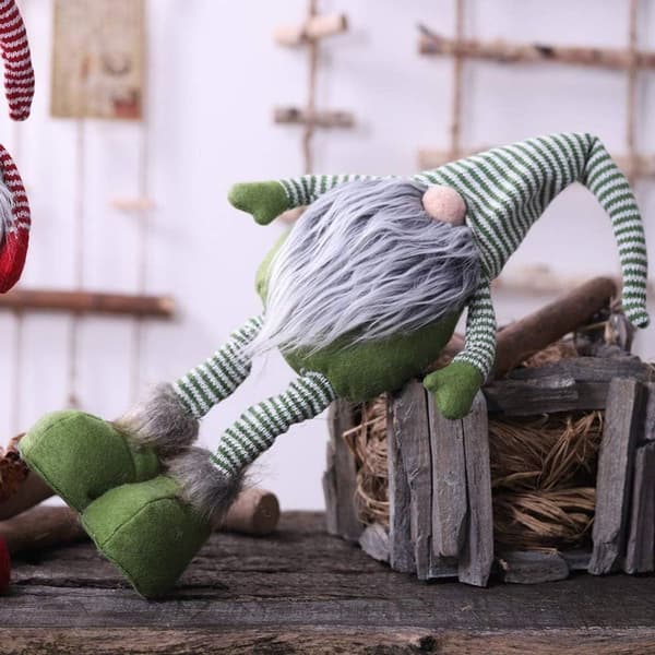 Christmas Striped Knitted Gnome with Retractable Legs KLB
