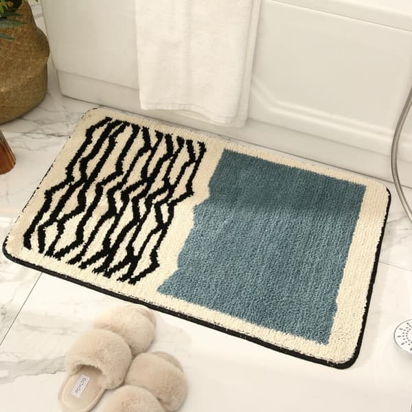 Skridsikker badeværelsesmåtte, blød mikrofibermåtte til køkken og badeværelse, hurtigtørrende, vandabsorberende, maskinvaskbar (40x60cm)