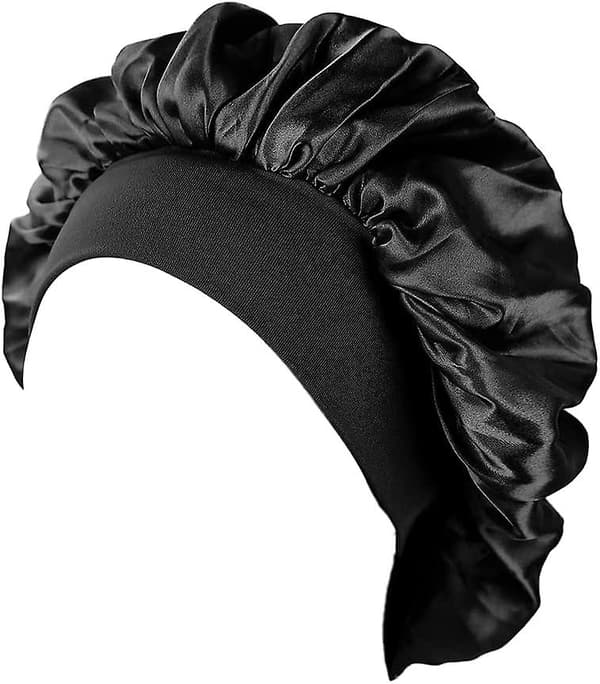 2 X Dame Satenghetter, Kveldshår Silkehatt, Elastisk Satenghette, Sminke Silkehatt (svart+rosa)