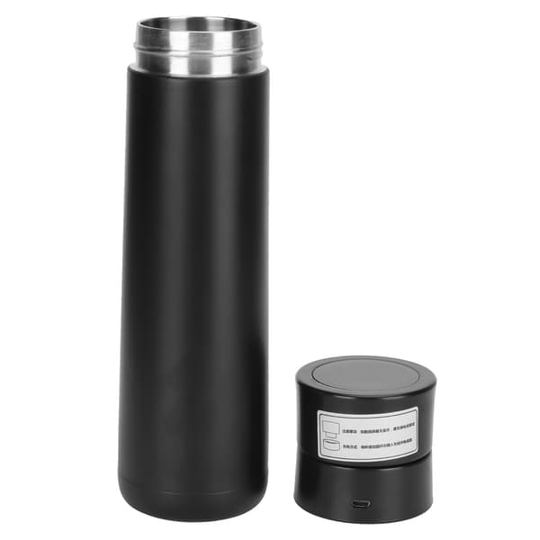 Smart Water Bottle with Touch Screen Temperature Display, Timed Reminder, USB Power Connection, Vacuum Cup, Black