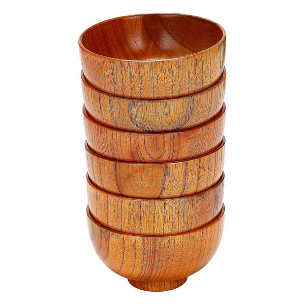 6 stk Treskåler Serveringsservise For Ris, Suppe, Dip, Kaffe, Te, Dekorasjon Treskål K