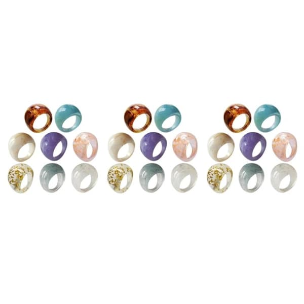 8 stk. akrylpegefingerringe til kvinder Chunky Statement Resin Knoringe 3x 3x 3x