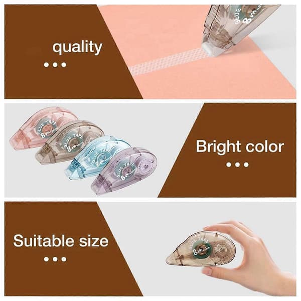 Double-Sided Tape Roller - 8-Pack Adhesive Scrapbook Glue Tape Runner Roller (8mm X 64m)