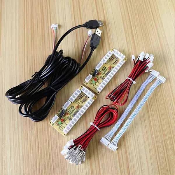 2X Nul Forsinkelse Arkade DIY Kit USB-Encoder PC til Joystick til 5-bens Joystick & 2.8mm Knap