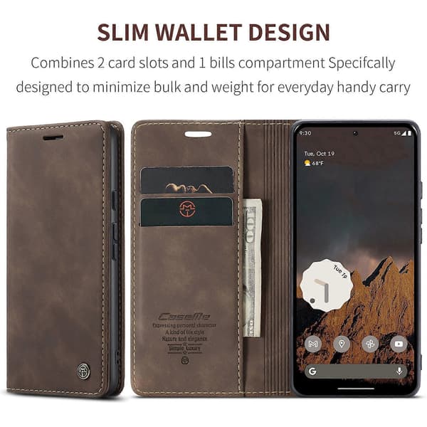 CaseMe 013 Multifunksjonelt Horisontalt Flip-skinntelefondeksel [DB] Kaffe For Google Pixel 9 / 9 Pro Coffee For Google Pixel 9 / 9 Pro