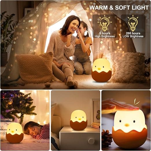 Night Light for Children, Rechargeable Night Light, Children's Night Light with Touch Dimmer Function, Portable Night Light for B