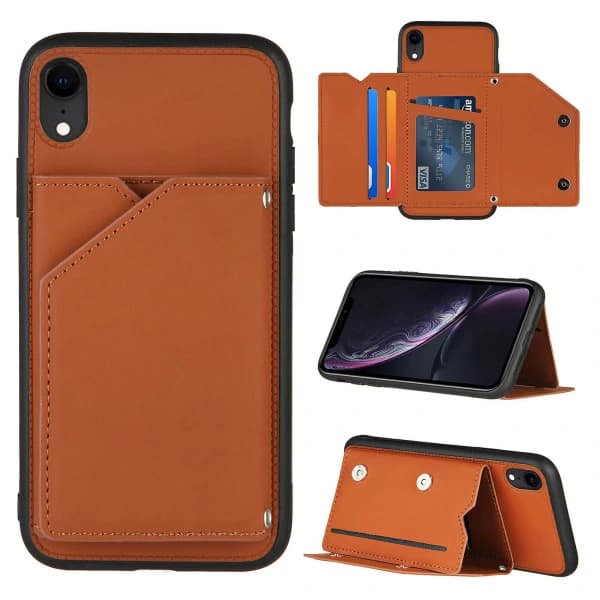 Fodral kompatibelt med iPhone Xr Vintage Läderfodral Bumper - Brun