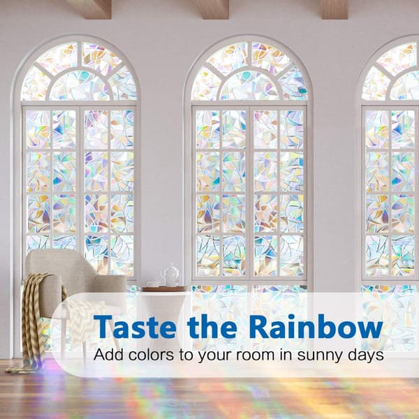 3D Rainbow Window Film Window Sticker for Privacy (30x300cm)