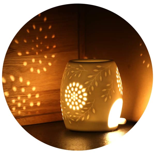 Aromalampe telysholder duftlampe i keramikk med lysslukker