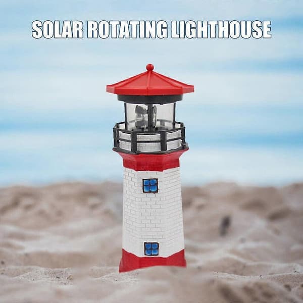 Large Solar Powered Lighthouse Rotating LED Lamp Garden Decoration