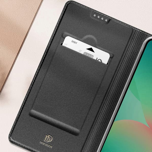 Etui til Galaxy A26 Satin Effekt Kortholder og Videoholder, Sort