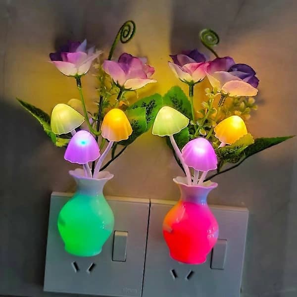 Hjeminnredningslampe Drøm Lilla Rose Blomst Sopp Nattlampe