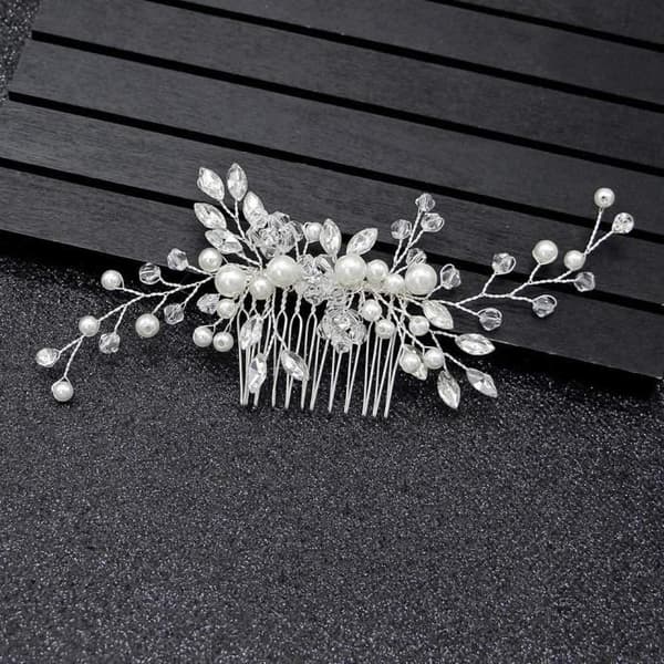Hårkam - Brud - Elegant - Legering - Strass - En størrelse 13x6 cm