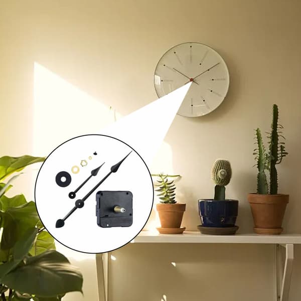 High Torque Clock Movement Motor - Long Shaft with 18 cm (7 inch) Spade Hands. Length: 8 cm / Width: 6 cm / Height: 4 cm