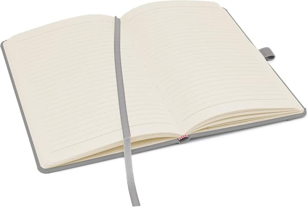 1 stk A5 Notesbog med Linjerede Sider, Penneholder, Bogmærke, Datomarkeringer og Papirlomme, Medium Hardcover Journal (grå)