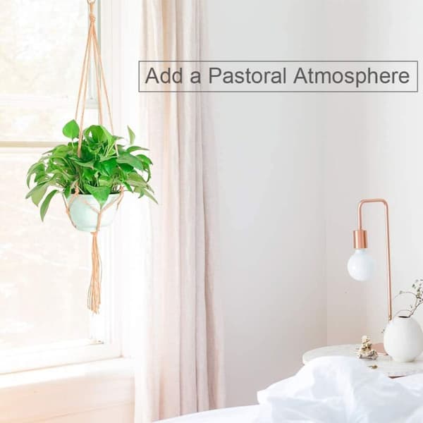 2 Makramé Växthängare för Blomkrukor, 105 cm med 4 Ben, Balkong Heminredning, 2-pack