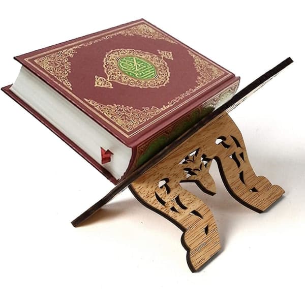 Bokstøtter i tre, Koranen hellig bokholder, bokhyllepynt for lesing, Islamsk bok